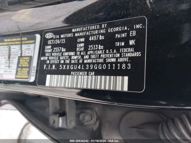 5XXGU4L39GG011183 KIA OPTIMA EX
