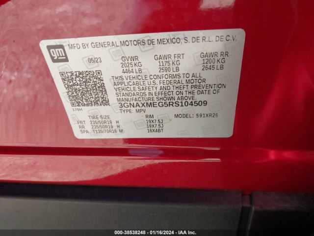 3GNAXMEG5RS104509 Chevrolet Equinox Fwd Rs