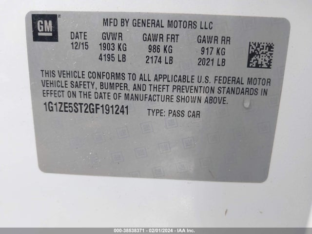 Chevrolet MALIBU 1LT 2016 1G1ZE5ST2GF191241 Image 9