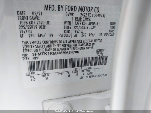 Ford Mustang Mach-e Select 2021 3FMTK1RMXMMA34786 Image 9