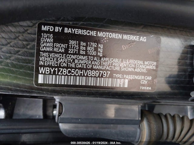 WBY1Z8C50HV889797 BMW I3 94 Ah W/range Extender