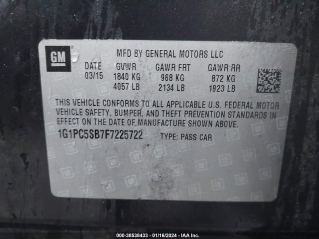 Chevrolet Cruze 1lt Auto 2015 1G1PC5SB7F7225722 Image 9