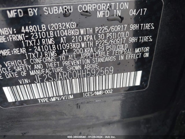 JF2SJARC0HH592569 Subaru Forester 2.5i Limited
