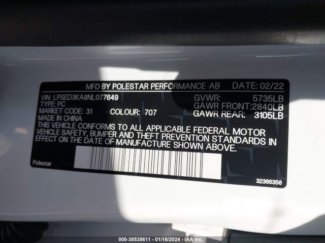 LPSED3KA8NL077649 Polestar 2 Long Range Dual Motor