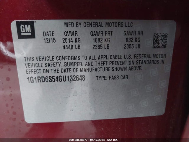 Chevrolet Volt Premier 2016 1G1RD6S54GU132648 Image 9