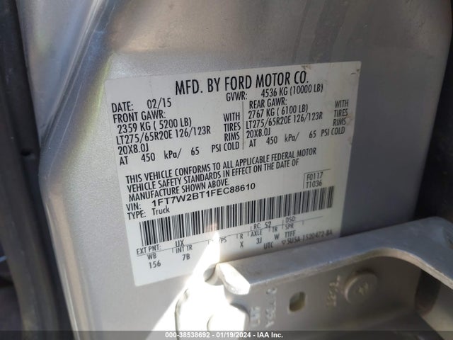 Ford F-250 Lariat 2015 1FT7W2BT1FEC88610 Image 9