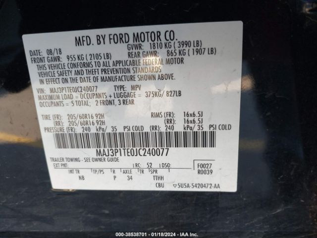MAJ3P1TE0JC240077 Ford Ecosport Se