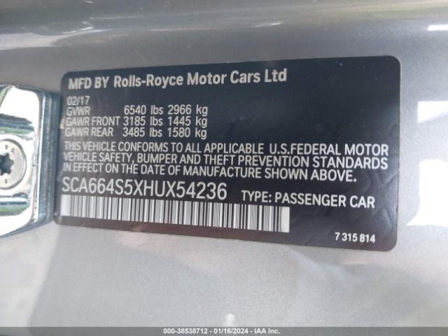 SCA664S5XHUX54236 Rolls-Royce Ghost