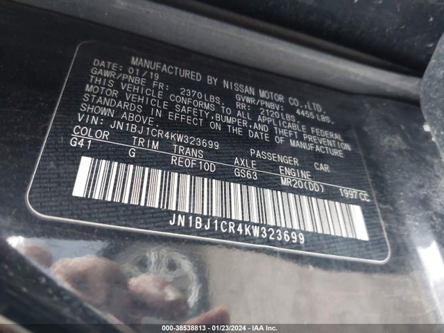JN1BJ1CR4KW323699 Nissan Rogue Sport S