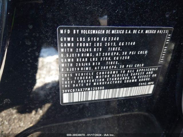 3VVCB7AX7PM125999 Volkswagen Tiguan 2.0t Se R-line Black