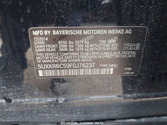 5UXKR6C59F0J76237 BMW X5 Xdrive50i