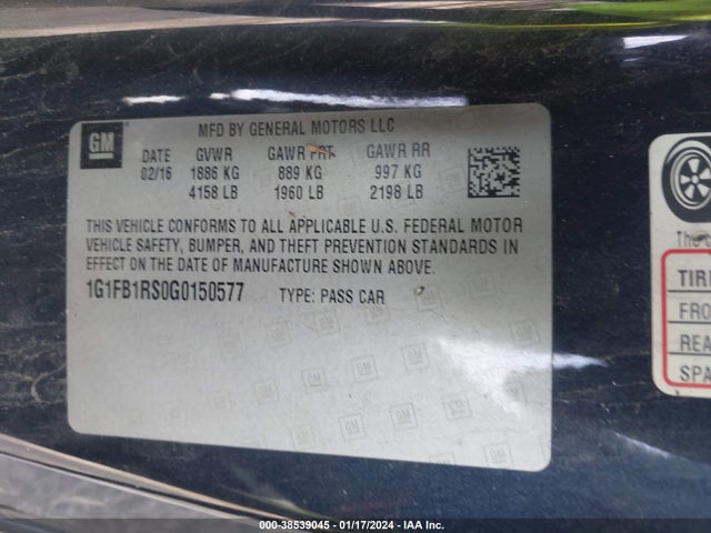 Chevrolet Camaro 1lt 2016 1G1FB1RS0G0150577 Image 9