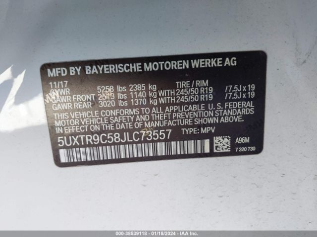 5UXTR9C58JLC73557 BMW X3 Xdrive30i