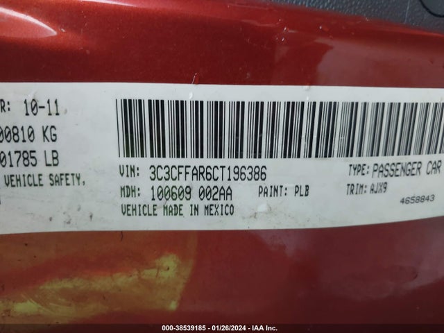 2012 FIAT 500 3C3CFFAR6CT196386 Photo 8