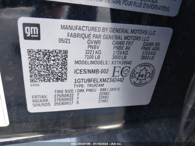 1GTU9FELXMZ342442 GMC Sierra 1500 Denali