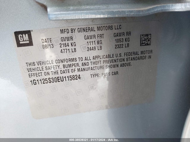 Chevrolet Impala 2lt 2014 1G1125S30EU115824 Image 9
