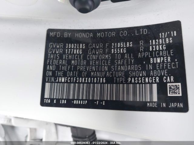 JHMFC1F30KX010786 Honda CIVIC EX