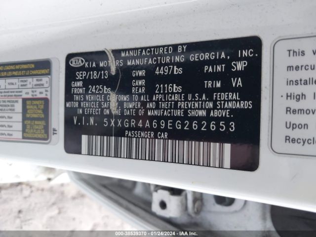 5XXGR4A69EG262653 KIA Optima Sx Turbo