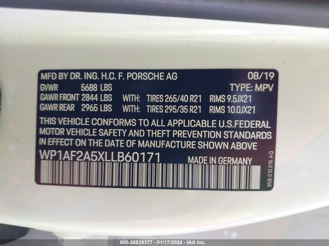 2020 PORSCHE MACAN WP1AF2A5XLLB60171 Photo 8