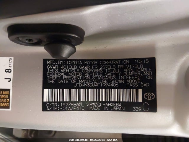Toyota Prius 2015 JTDKN3DU4F1994406 Image 9