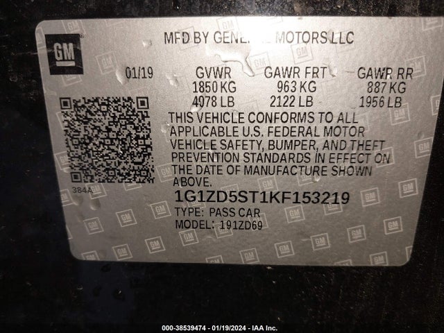 Chevrolet MALIBU LT 2019 1G1ZD5ST1KF153219 Image 9