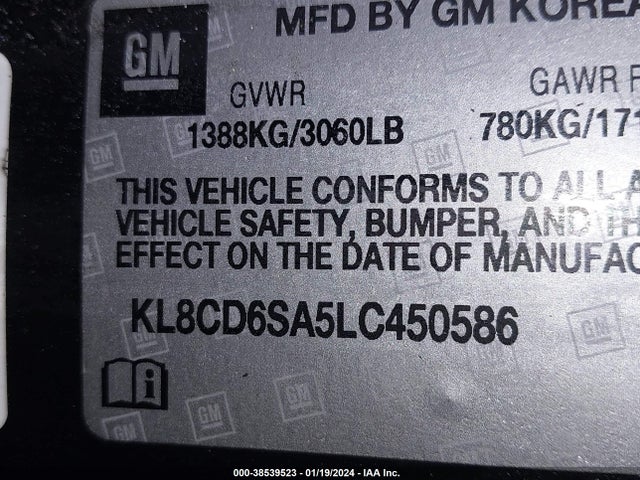 Chevrolet Spark Fwd 1lt Automatic 2020 KL8CD6SA5LC450586 Image 9