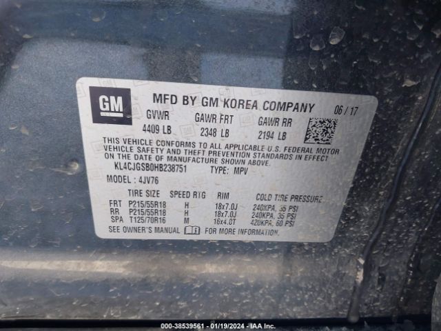 KL4CJGSB0HB238751 Buick Encore Essence