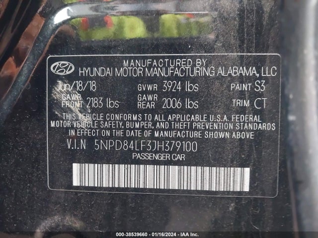 Hyundai ELANTRA SEL 2018 5NPD84LF3JH379100 Image 9