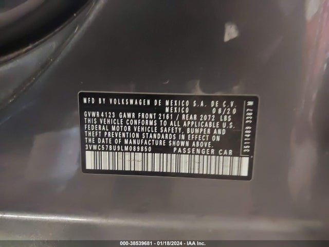 3VWC57BU9LM089850 Volkswagen Jetta 1.4t R-line/1.4t S/1.4t Se
