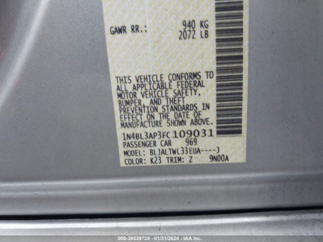 1N4BL3AP3FC109031 Nissan Altima 3.5 Sl