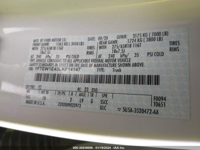 1FTEW1E43LKF14147 Ford F-150 Xlt