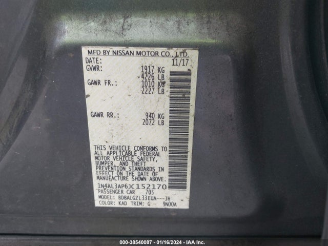 Nissan Altima 2.5 S 2018 1N4AL3AP6JC152170 Image 9