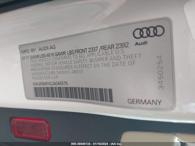 WAUKMAF42JA045575 Audi A4 2.0t Tech Ultra Premium/2.0t Ultra Premium