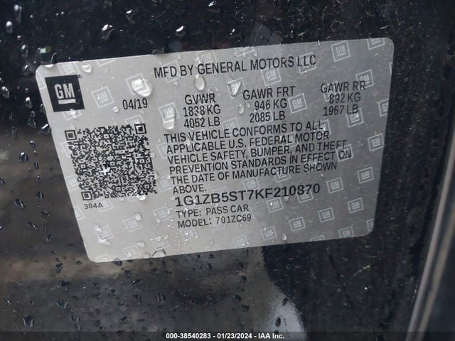 Chevrolet Malibu 1ls 2019 1G1ZB5ST7KF210870 Image 9