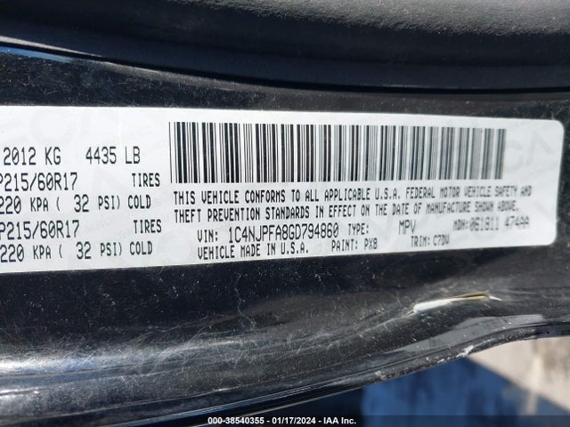 2016 JEEP PATRIOT LATITUDE VIN: 1C4NJPFA8GD794860