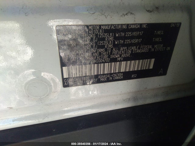 Toyota RAV4 LE 2019 2T3F1RFV8KC004702 Image 9