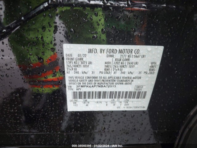 Ford EDGE ST 2022 2FMPK4AP7NBA70513 Image 9