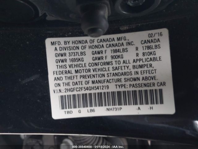 2HGFC2F54GH541219 Honda Civic Lx