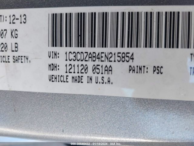 1C3CDZAB4EN215854 Dodge AVENGER SE