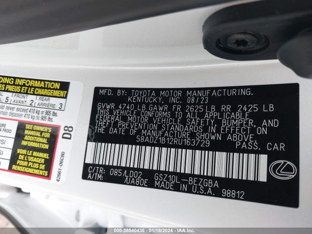 Lexus ES 350 2024 58ADZ1B12RU163729 Image 9