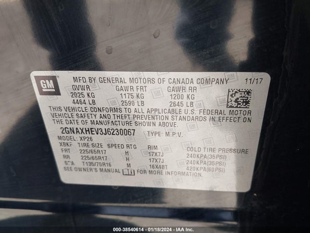Chevrolet EQUINOX LS 2018 2GNAXHEV3J6230067 Image 9