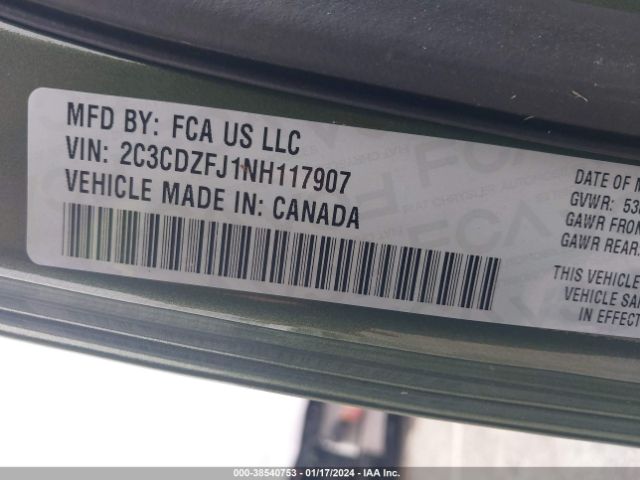 2C3CDZFJ1NH117907 Dodge Challenger R/t Scat Pack