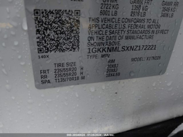 1GKKNMLSXNZ172221 GMC Acadia Fwd Slt