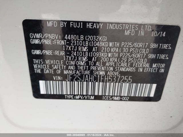 JF2SJAHC1FH537255 Subaru Forester 2.5i Limited