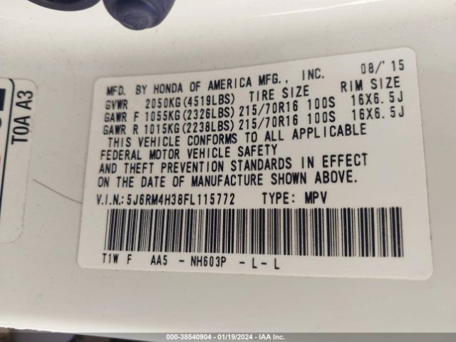 5J6RM4H38FL115772 Honda CR-V LX