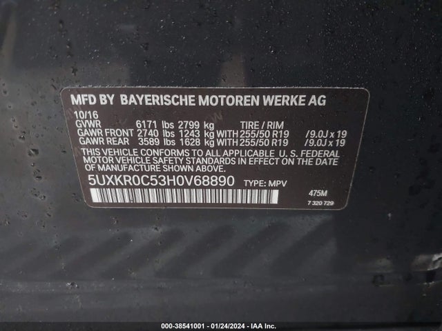 5UXKR0C53H0V68890 BMW X5 Xdrive35i