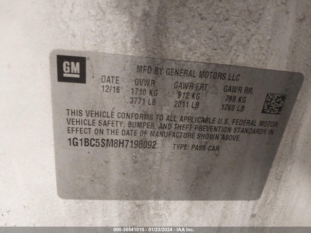 Chevrolet Cruze Ls Auto 2017 1G1BC5SM8H7198092 Image 9