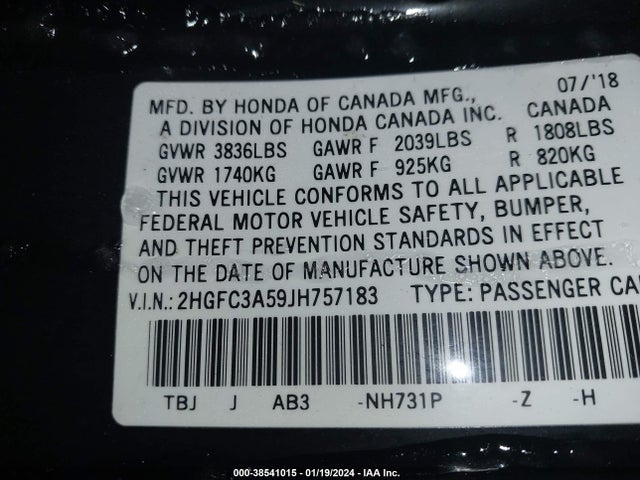 Honda CIVIC SI 2018 2HGFC3A59JH757183 Image 9