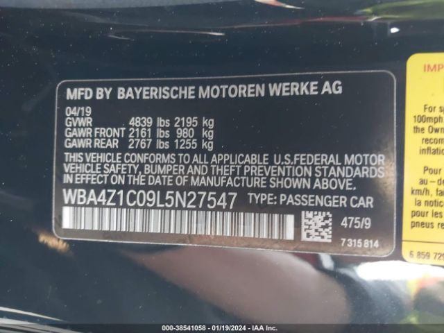 WBA4Z1C09L5N27547 BMW 430I