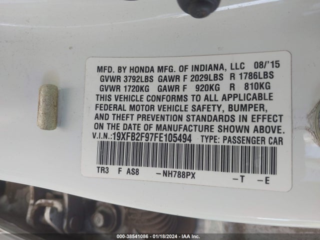 Honda Civic Ex-l 2015 19XFB2F97FE105494 Image 9